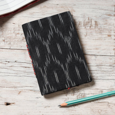 Black - Ikat Fabric Cover Handmade Paper Notebook (5 x 3.5 in)