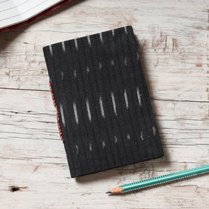 Black - Ikat Fabric Cover Handmade Paper Notebook (5 x 3.5 in)