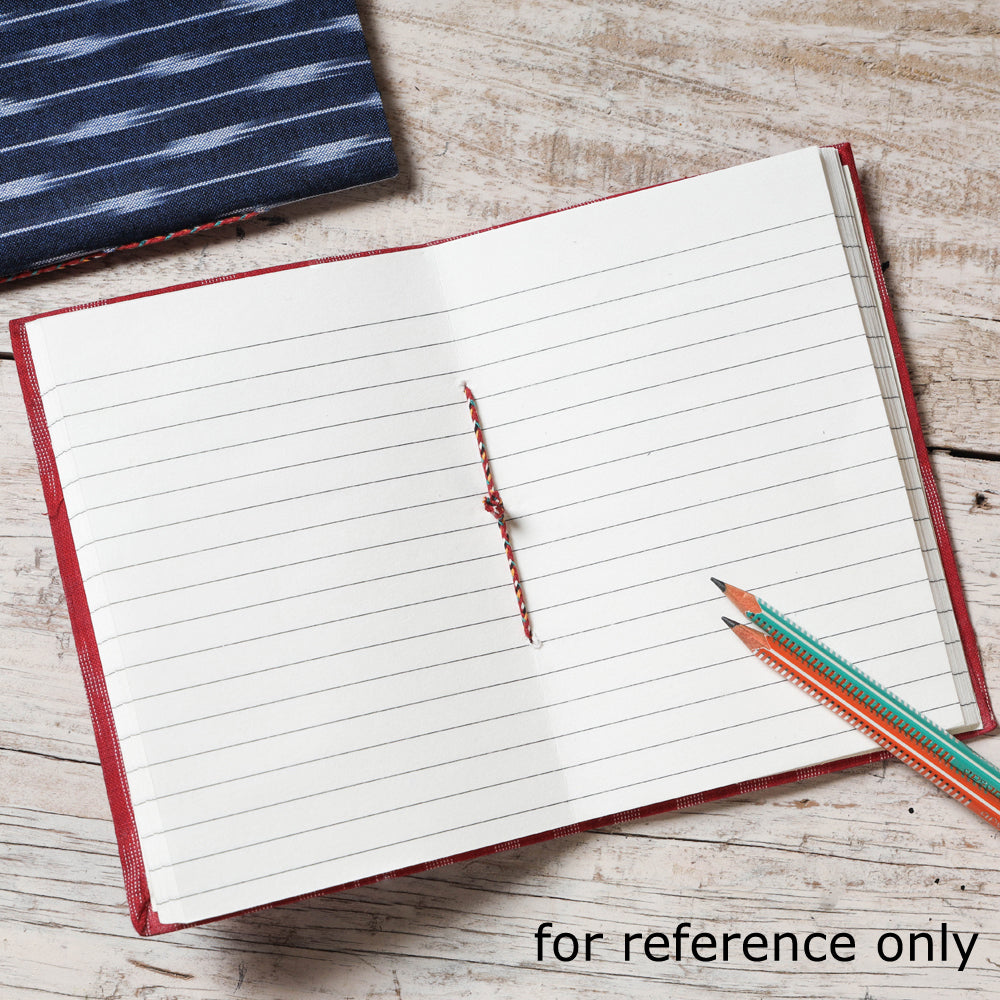 Black - Ikat Fabric Cover Handmade Paper Notebook (7 x 5 in)