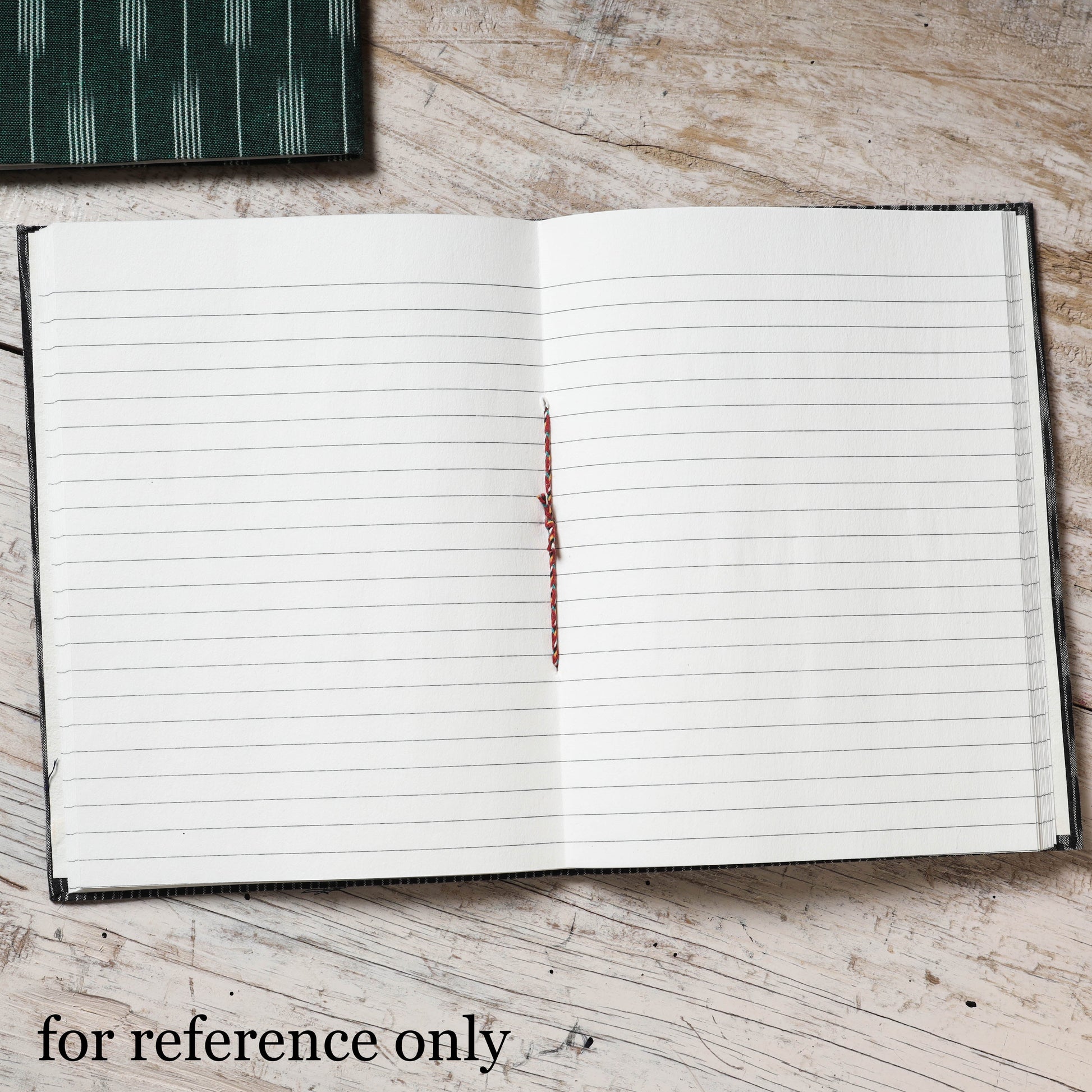 Black - Ikat Fabric Cover Handmade Paper Notebook (9 x 7 in)