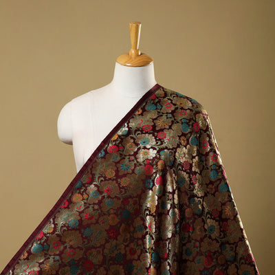 Brown - Kimkhab Silk Zari Banarasi Brocade Fabric 02