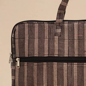 Beige - Handmade Quilted Cotton Laptop Bag 08