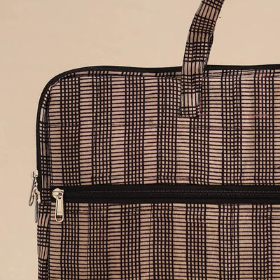 Beige - Handmade Quilted Cotton Laptop Bag 08