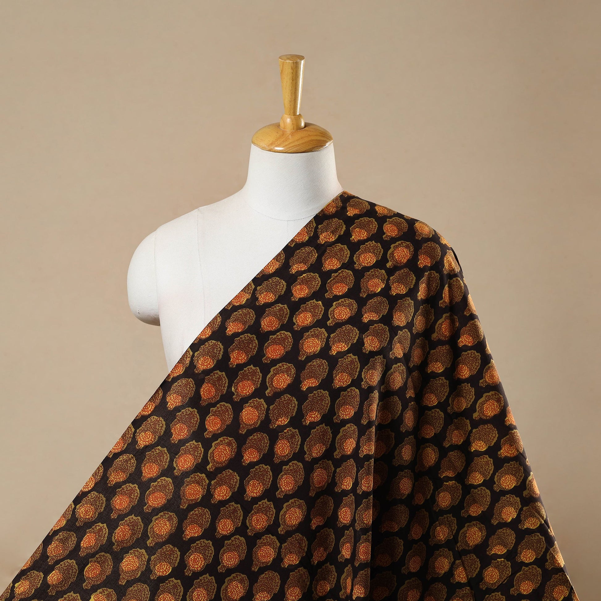 Black - Block Print Cotton Jahota Fabric 29