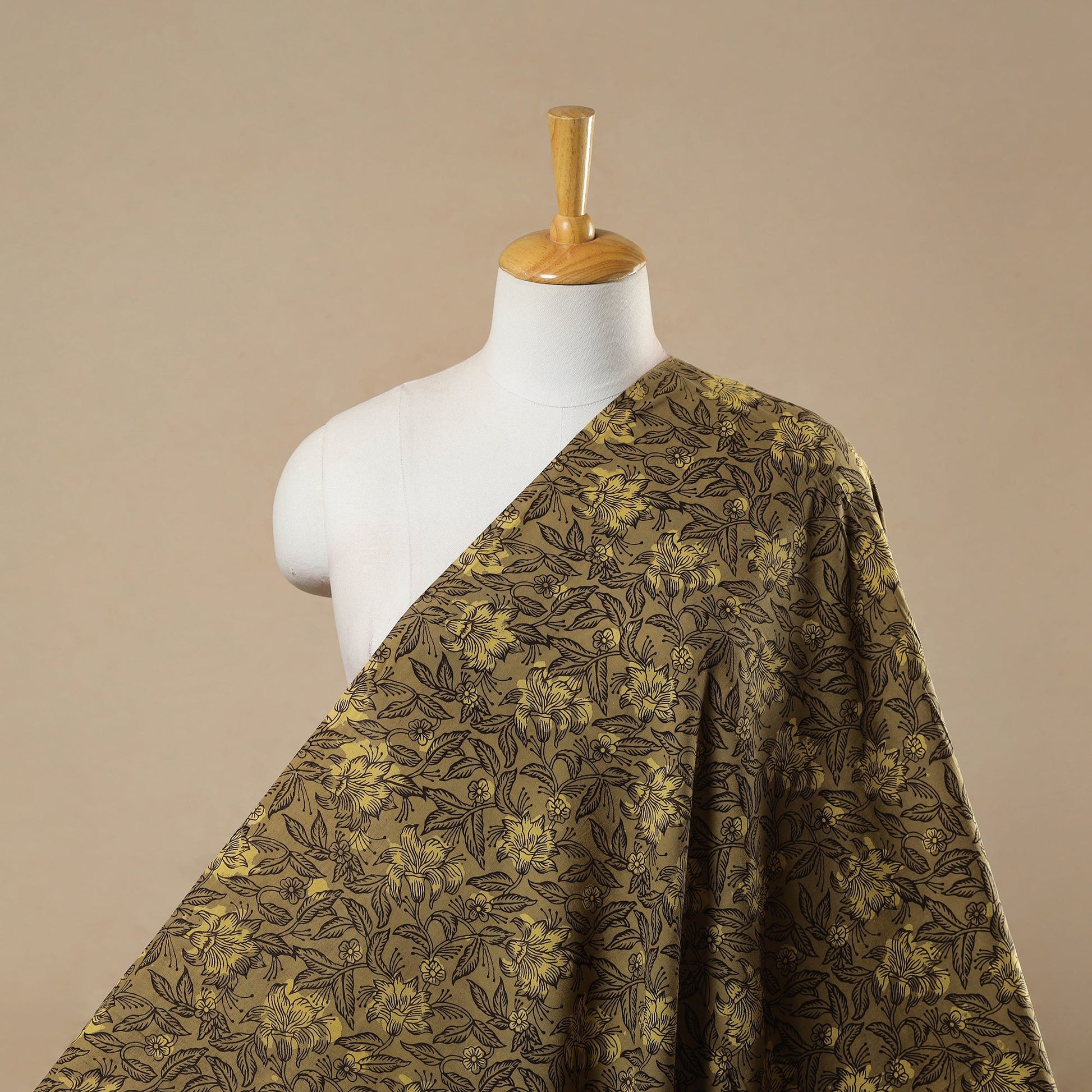 Brown - Block Print Cotton Jahota Fabric 35