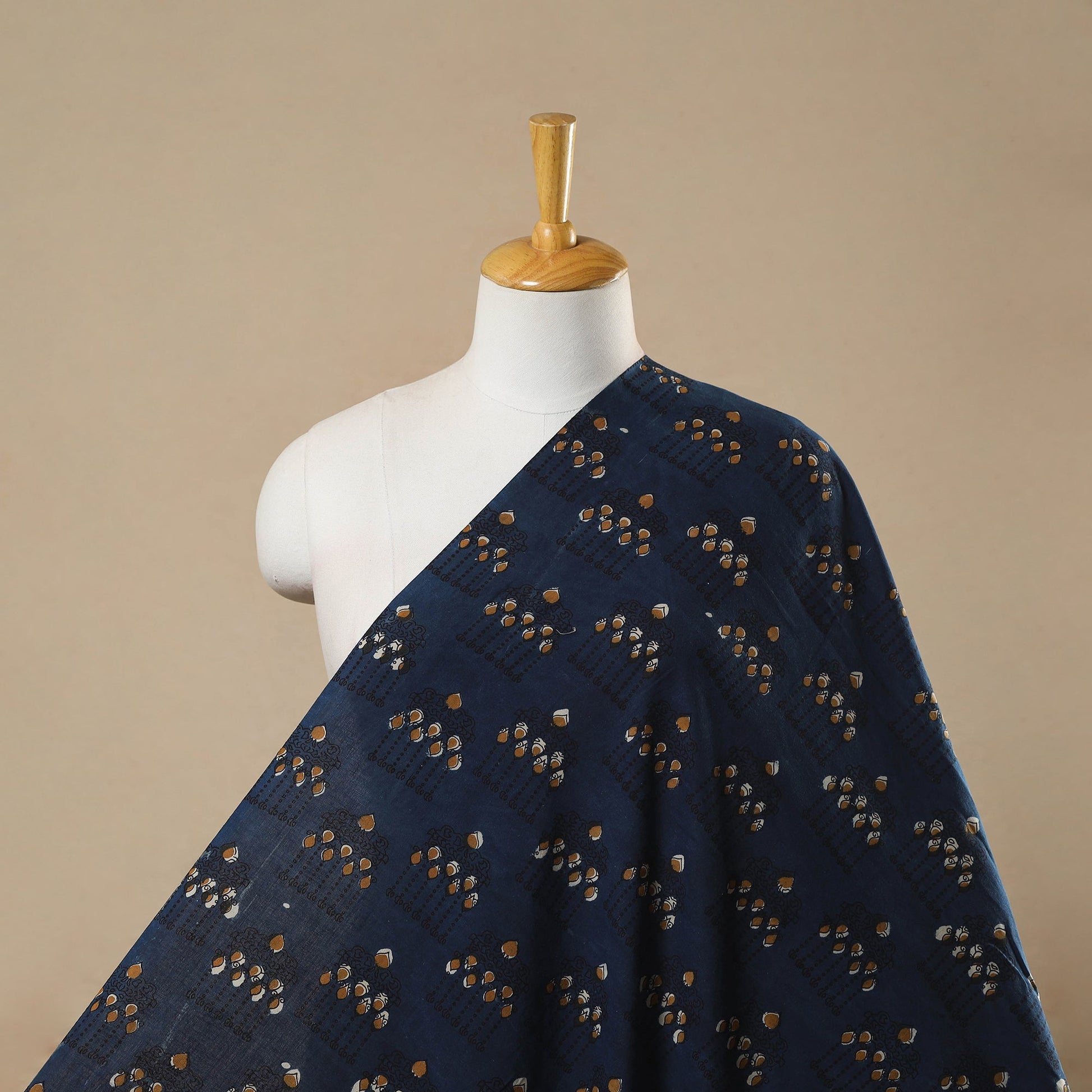 Blue - Block Print Cotton Jahota Fabric 36