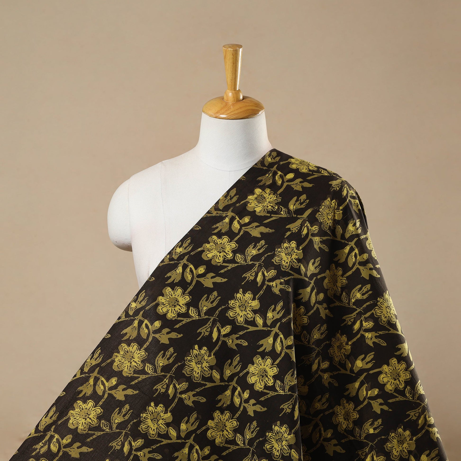 Brown - Block Print Cotton Jahota Fabric 38