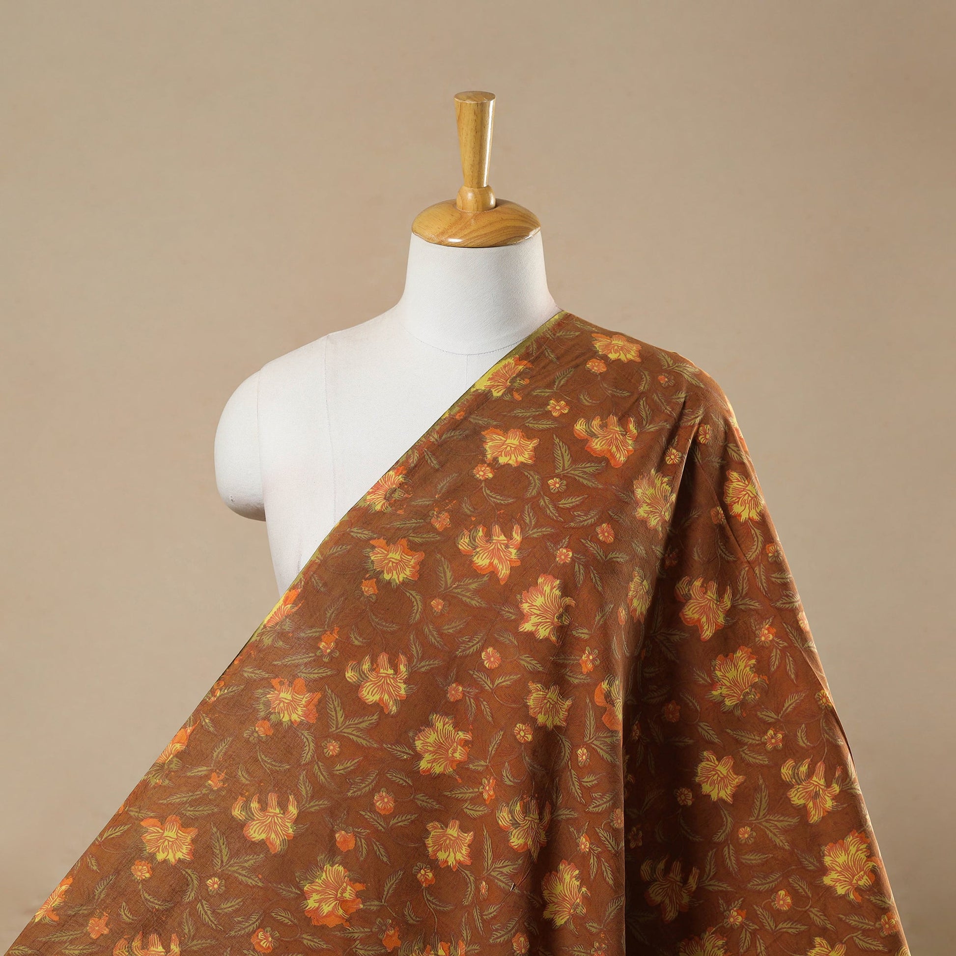 Brown - Block Print Cotton Jahota Fabric 39