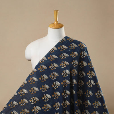Blue - Block Print Cotton Jahota Fabric 40