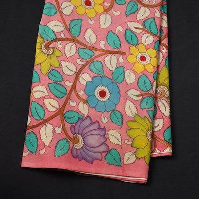 Baby Pink - Silk Handpainted Srikalahasti Pen Kalamkari Fabric 04
