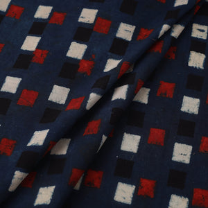 Blue - Block Print Cotton Natural Dyed Ajrakh Fabric 01
