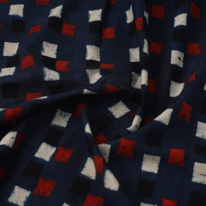 Blue - Block Print Cotton Natural Dyed Ajrakh Fabric 01