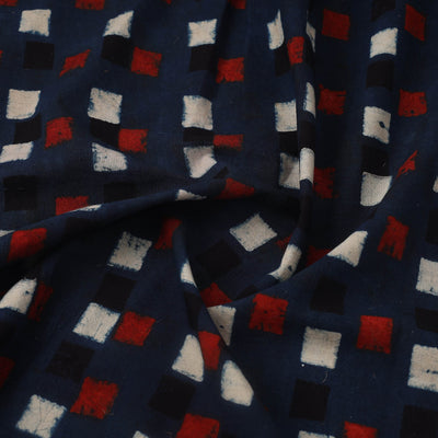 Blue - Block Print Cotton Natural Dyed Ajrakh Fabric 01