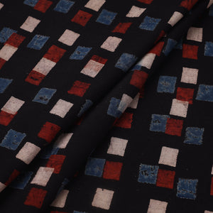 Black - Block Print Cotton Natural Dyed Ajrakh Fabric 04