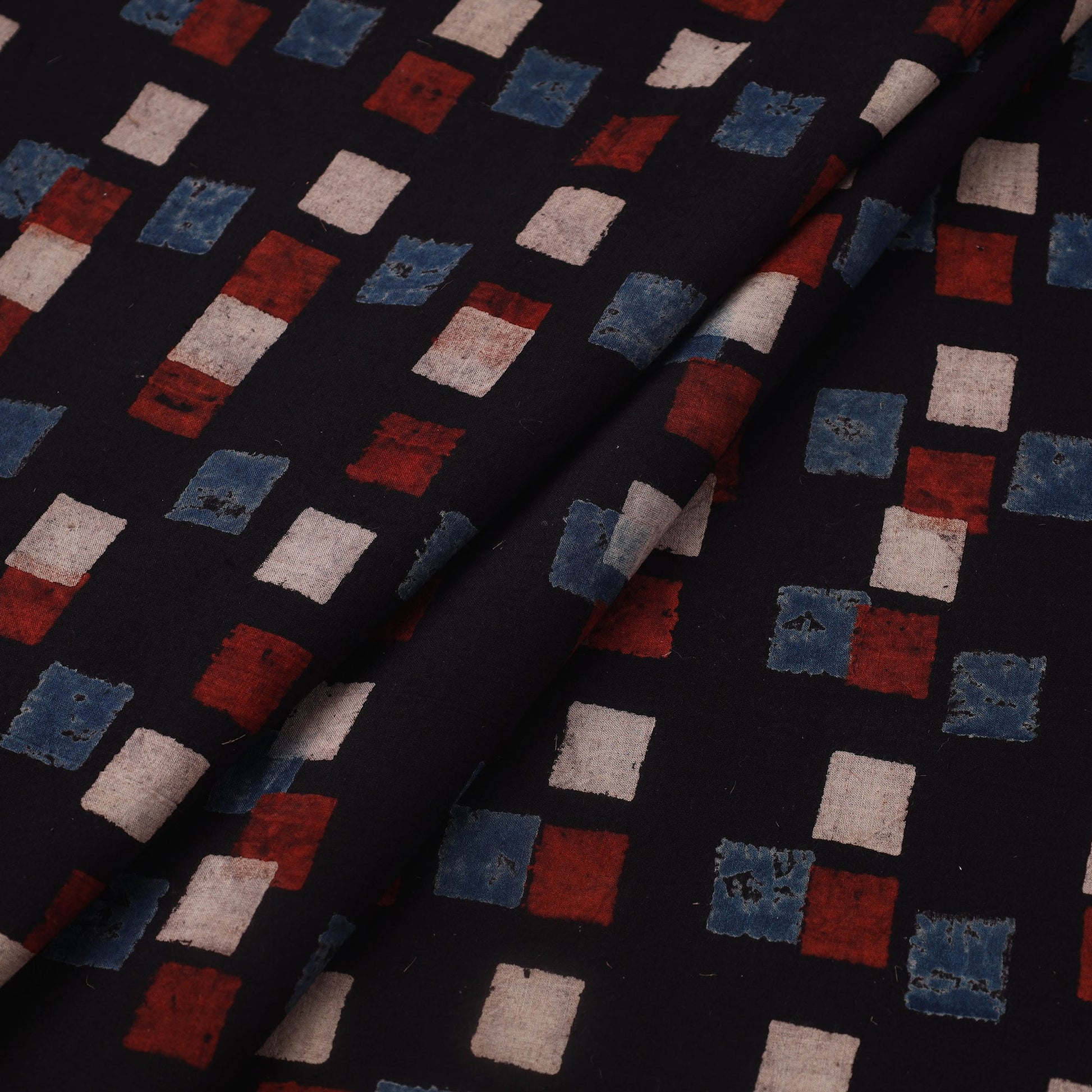 Black - Block Print Cotton Natural Dyed Ajrakh Fabric 04