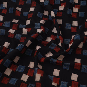 Black - Block Print Cotton Natural Dyed Ajrakh Fabric 04