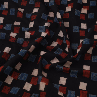 Black - Block Print Cotton Natural Dyed Ajrakh Fabric 04