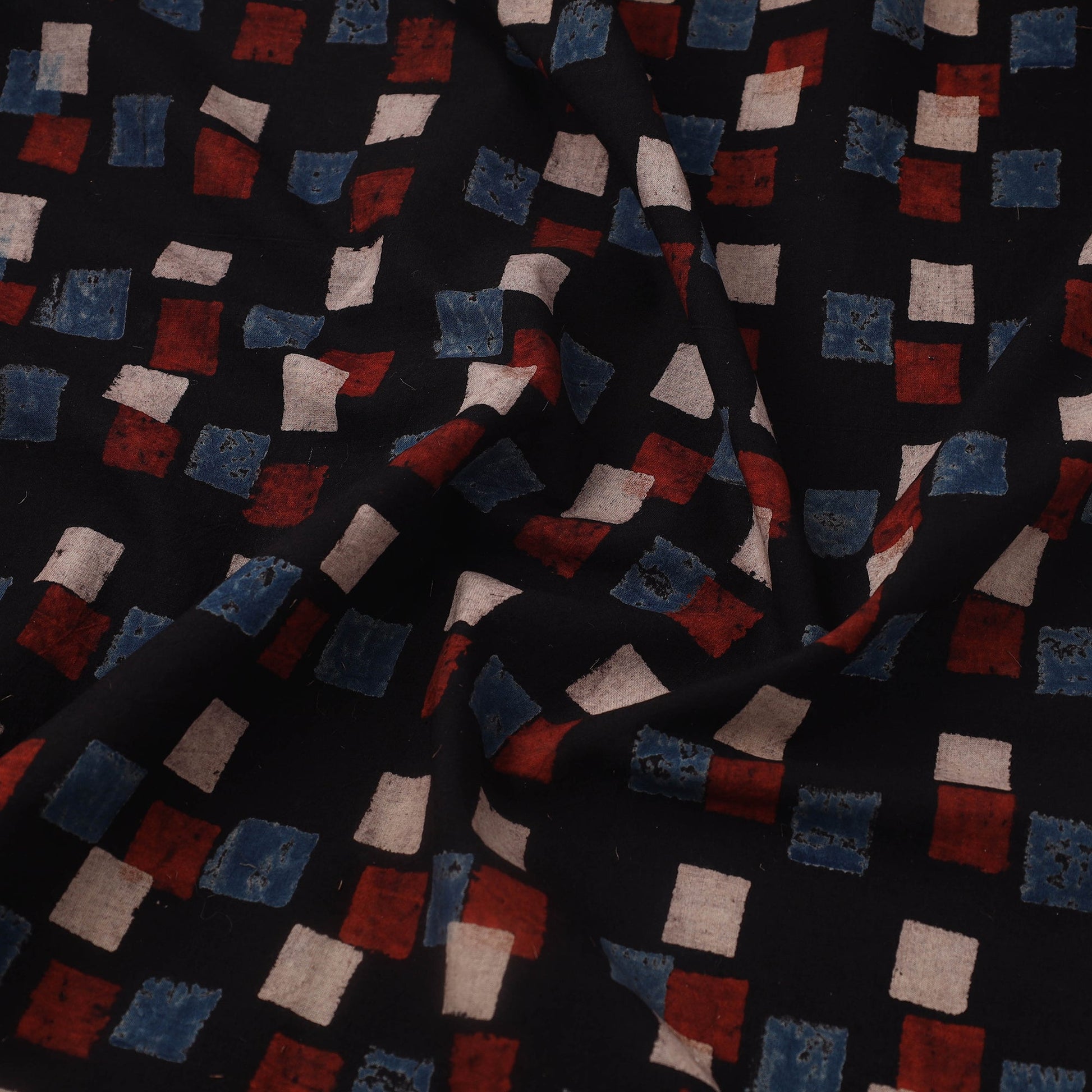 Black - Block Print Cotton Natural Dyed Ajrakh Fabric 04
