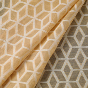 Beige - Pure Banarasi Handwoven Cutwork Buti Cotton Fabric