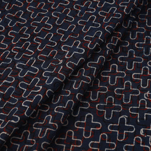 Blue - Block Print Cotton Natural Dyed Ajrakh Fabric 05