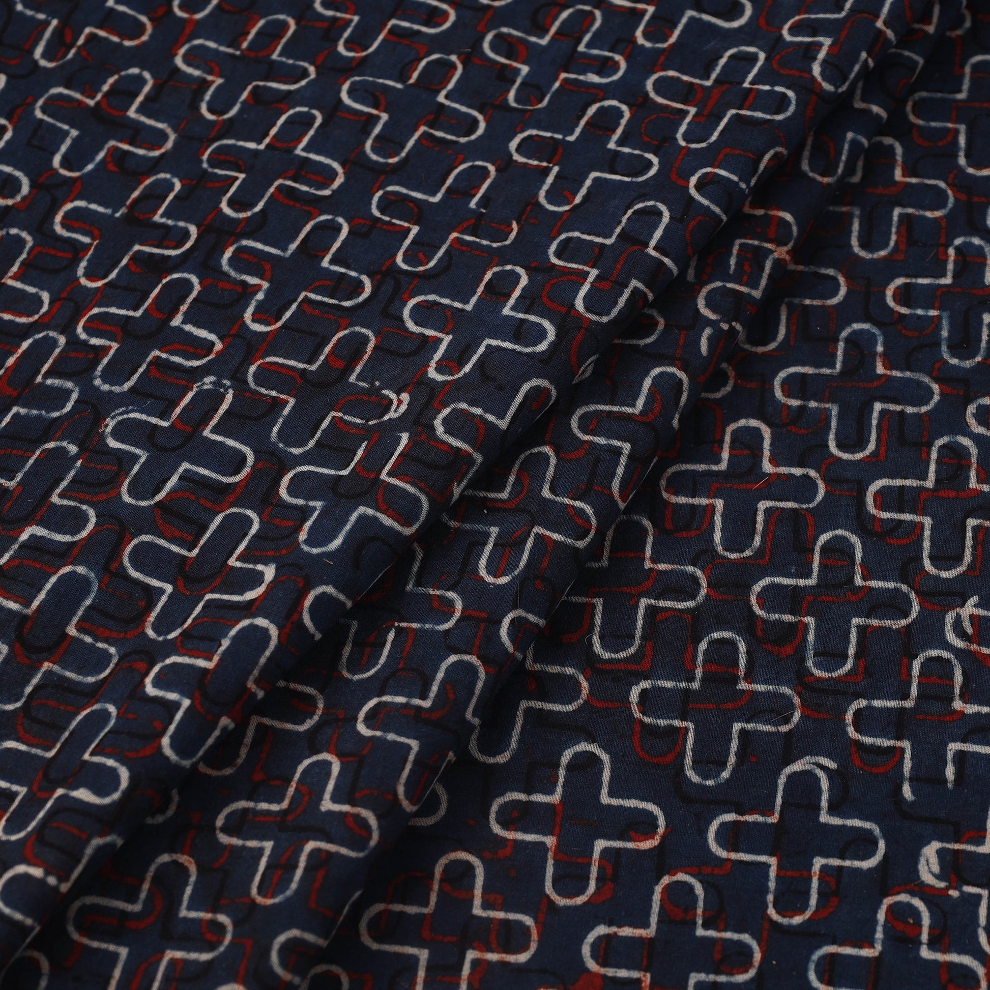 Blue - Block Print Cotton Natural Dyed Ajrakh Fabric 05
