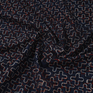 Blue - Block Print Cotton Natural Dyed Ajrakh Fabric 05
