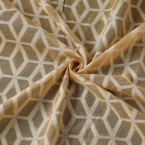 Beige - Pure Banarasi Handwoven Cutwork Buti Cotton Fabric