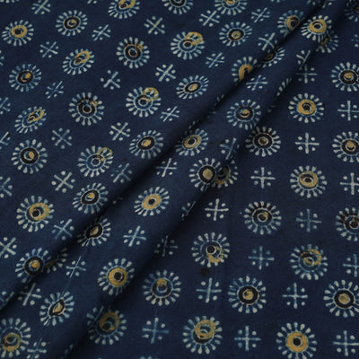 Blue - Block Print Cotton Natural Dyed Ajrakh Fabric 07