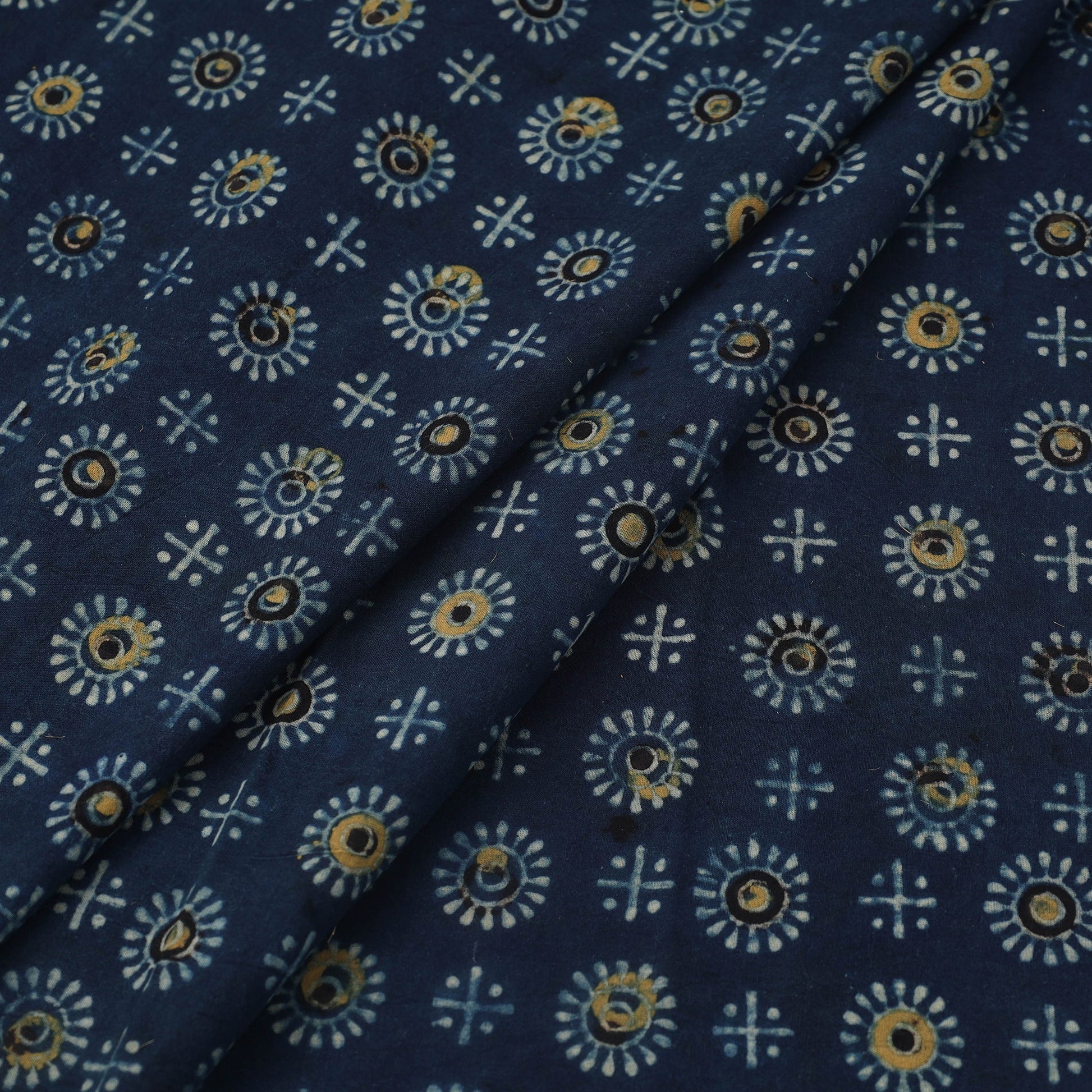 Blue - Block Print Cotton Natural Dyed Ajrakh Fabric 07