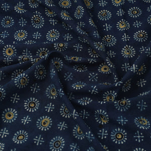 Blue - Block Print Cotton Natural Dyed Ajrakh Fabric 07