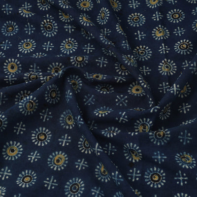 Blue - Block Print Cotton Natural Dyed Ajrakh Fabric 07
