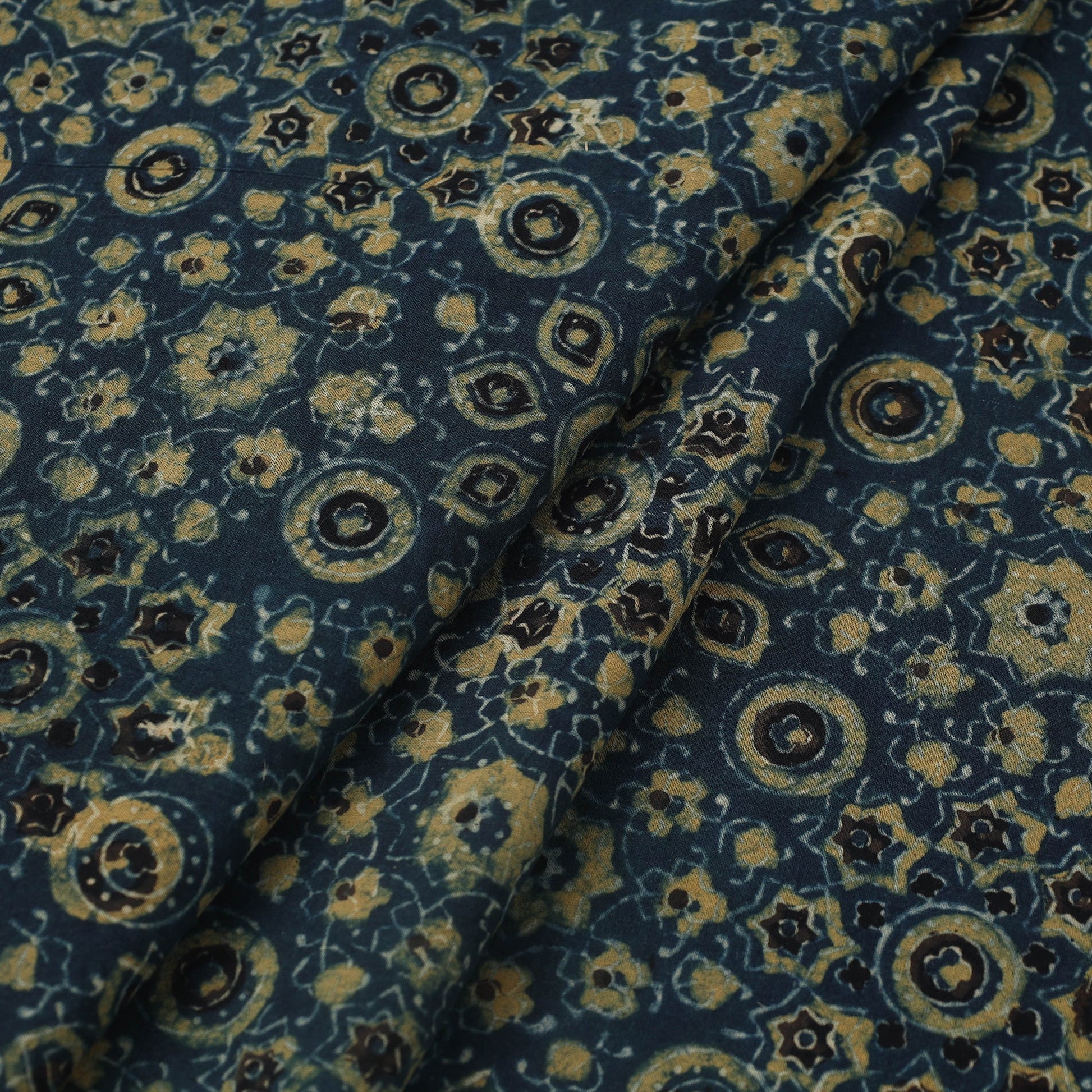 Blue - Block Print Cotton Natural Dyed Ajrakh Fabric 10