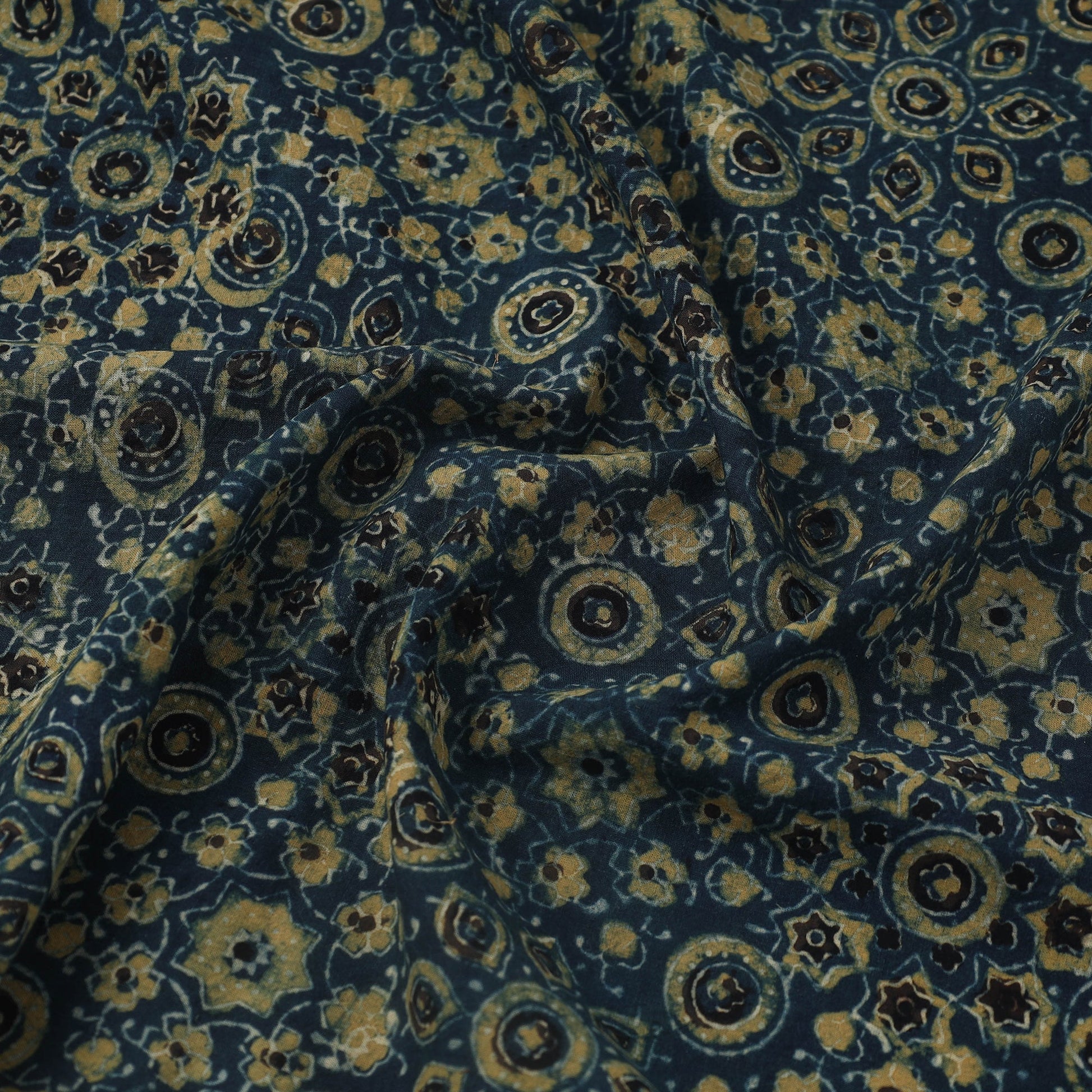Blue - Block Print Cotton Natural Dyed Ajrakh Fabric 10