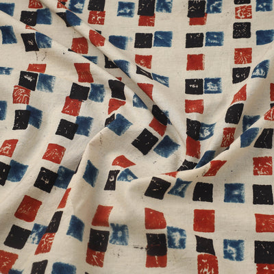 Beige - Block Print Cotton Natural Dyed Ajrakh Fabric 11