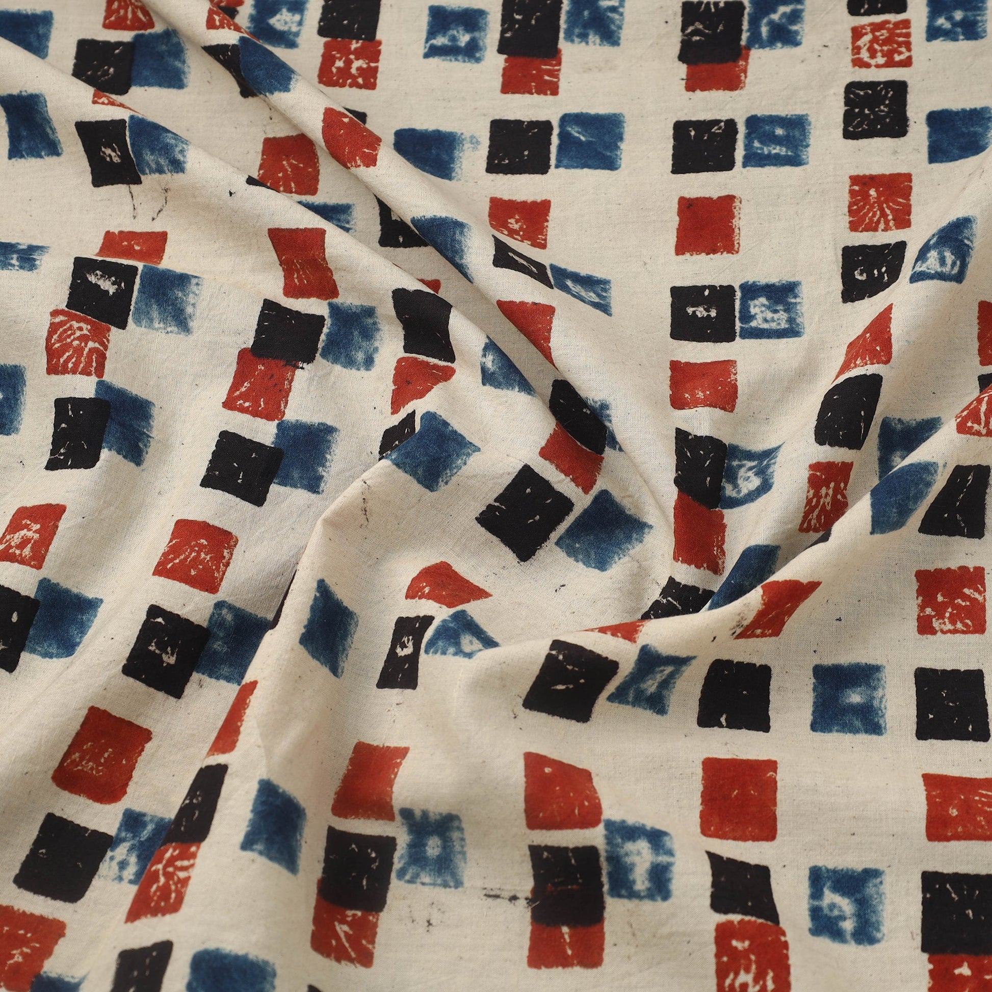 Beige - Block Print Cotton Natural Dyed Ajrakh Fabric 11