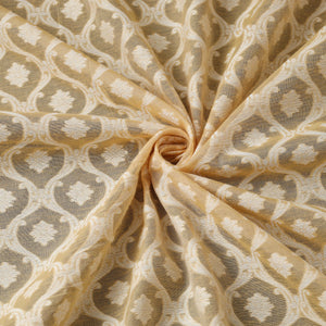 Beige - Pure Banarasi Handwoven Cutwork Buti Cotton Fabric
