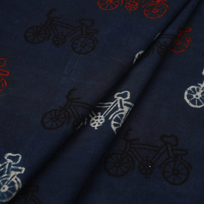 Blue - Block Print Cotton Natural Dyed Ajrakh Fabric 15