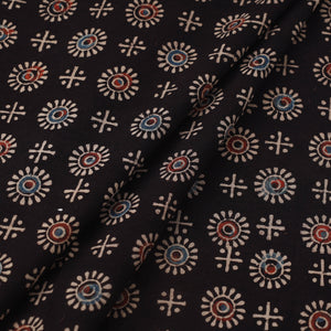 Black - Block Print Cotton Natural Dyed Ajrakh Fabric 18