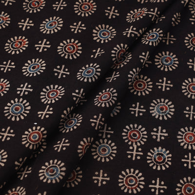 Black - Block Print Cotton Natural Dyed Ajrakh Fabric 18