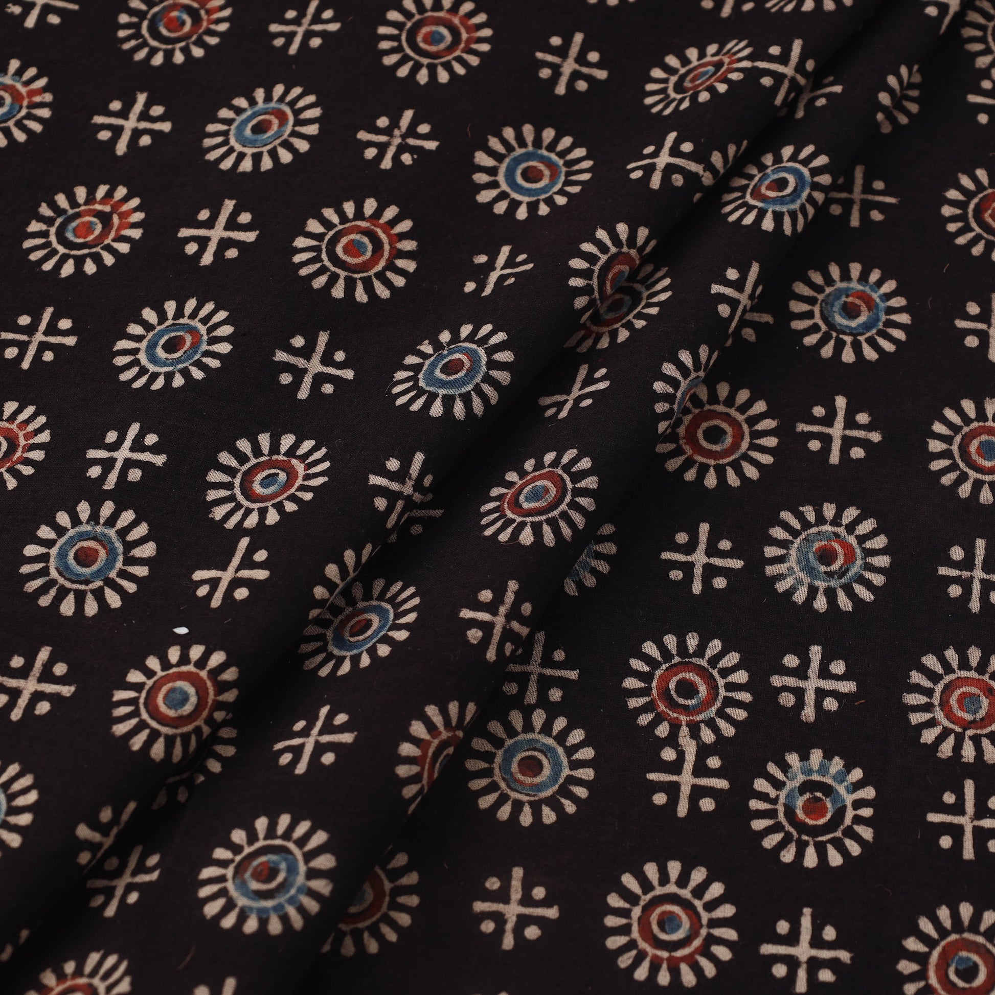 Black - Block Print Cotton Natural Dyed Ajrakh Fabric 18