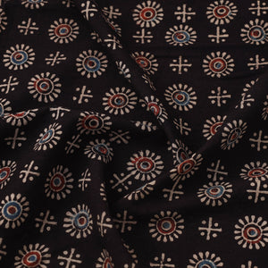 Black - Block Print Cotton Natural Dyed Ajrakh Fabric 18