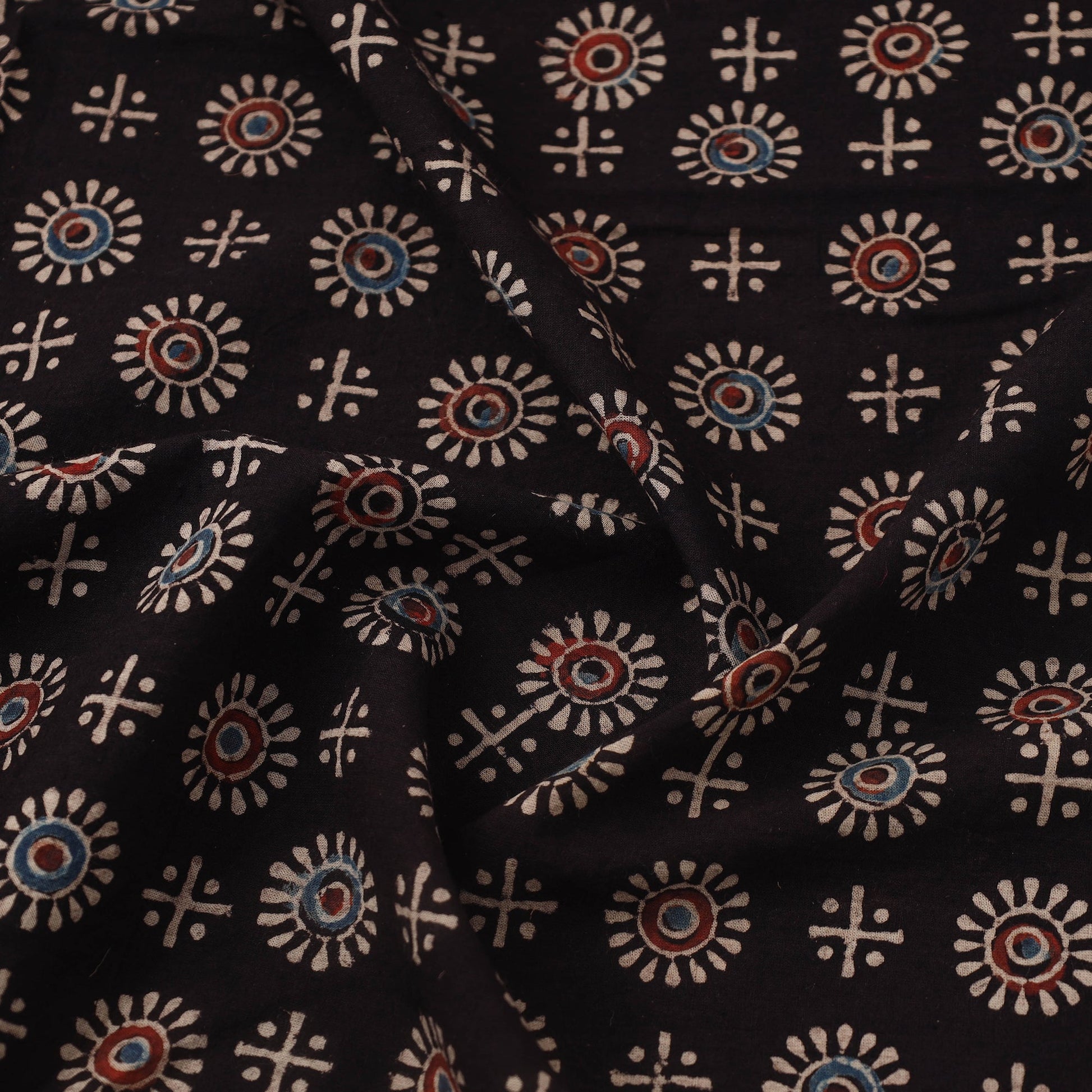 Black - Block Print Cotton Natural Dyed Ajrakh Fabric 18