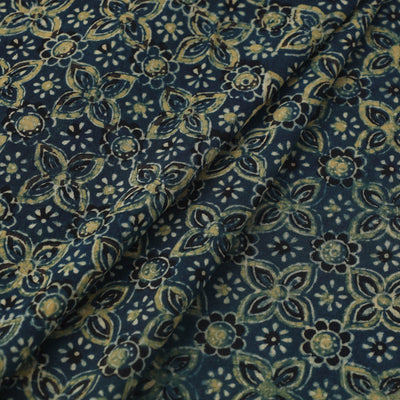 Blue - Block Print Cotton Natural Dyed Ajrakh Fabric 19