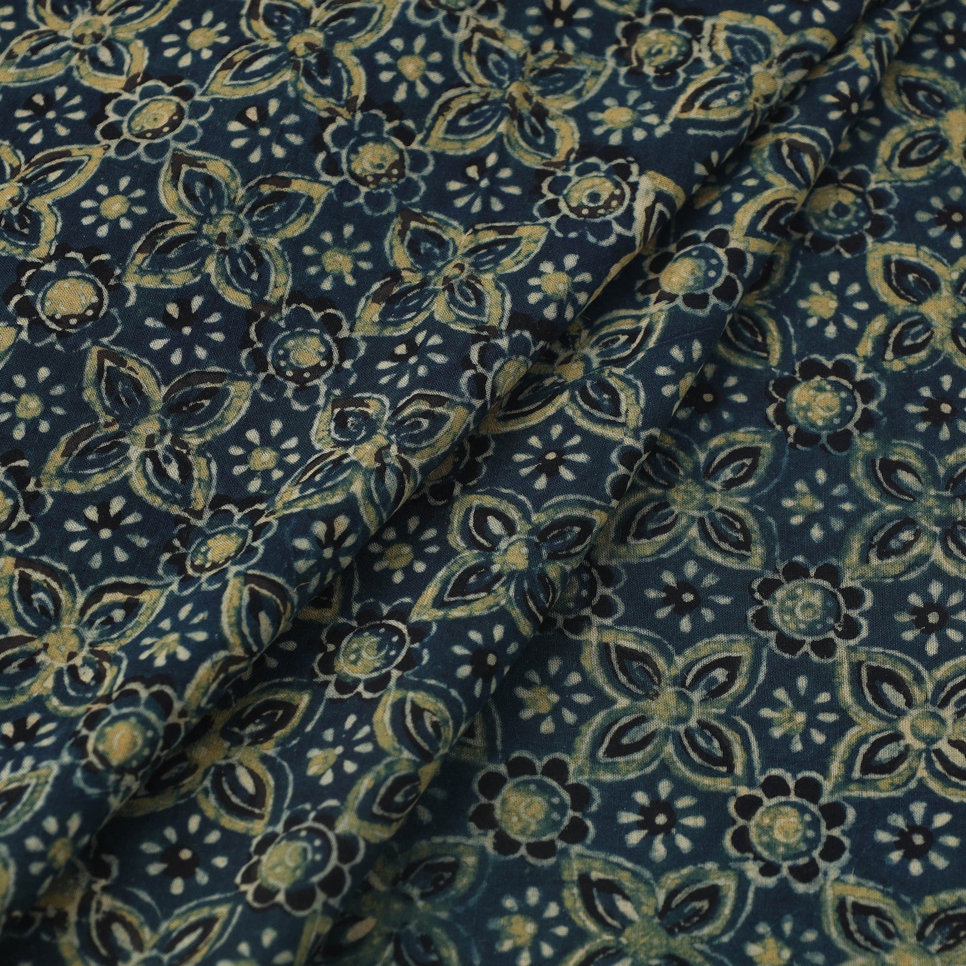 Blue - Block Print Cotton Natural Dyed Ajrakh Fabric 19