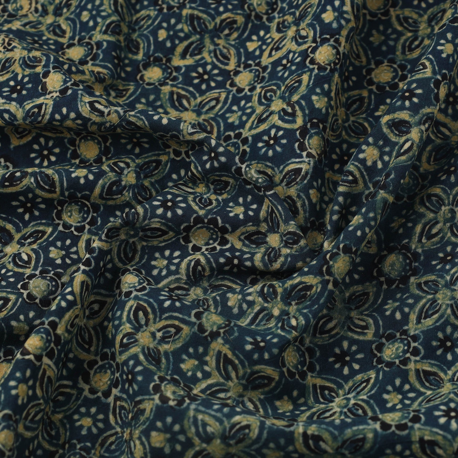Blue - Block Print Cotton Natural Dyed Ajrakh Fabric 19