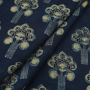 Blue - Block Print Cotton Natural Dyed Ajrakh Fabric 20