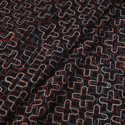 Black - Block Print Cotton Natural Dyed Ajrakh Fabric 21