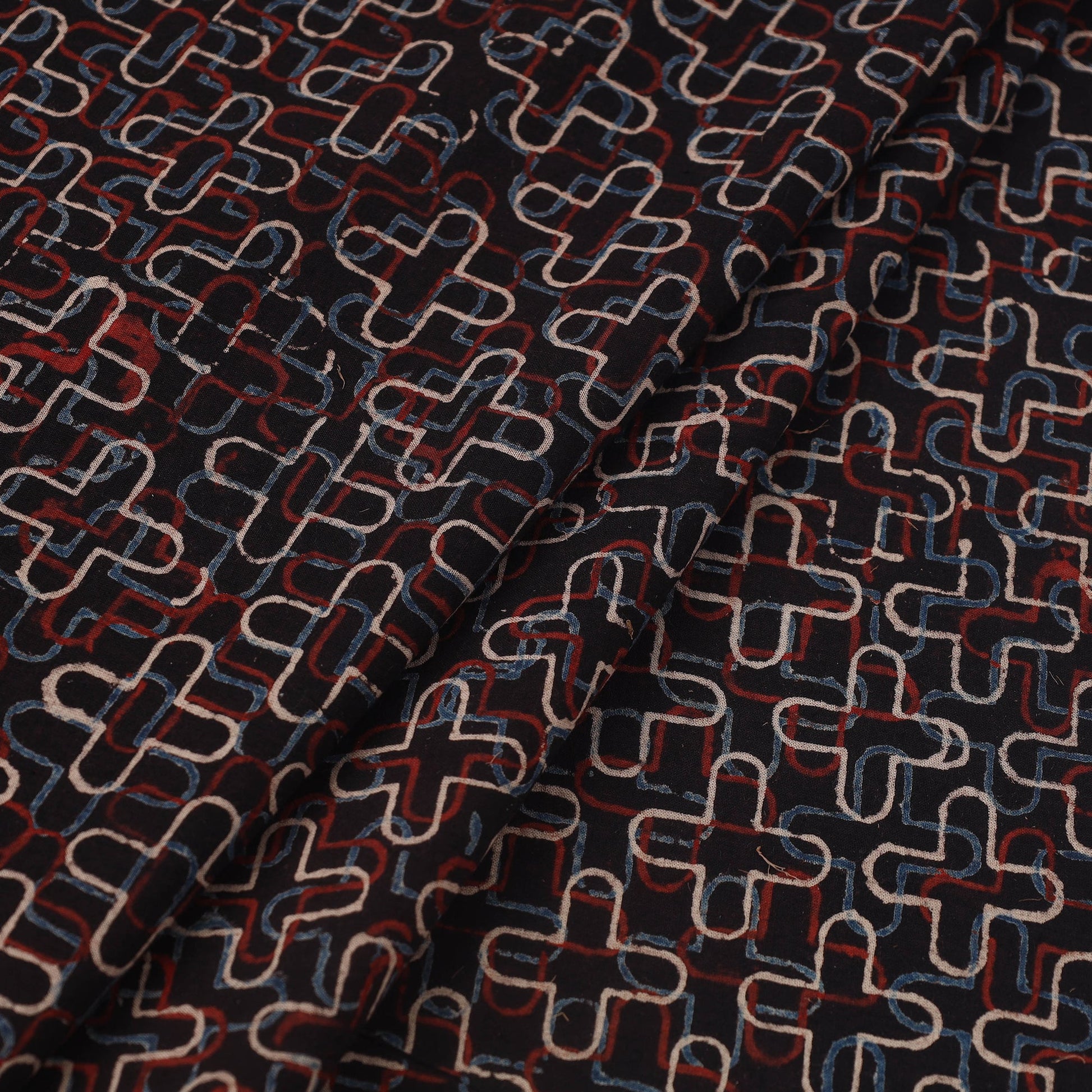 Black - Block Print Cotton Natural Dyed Ajrakh Fabric 21