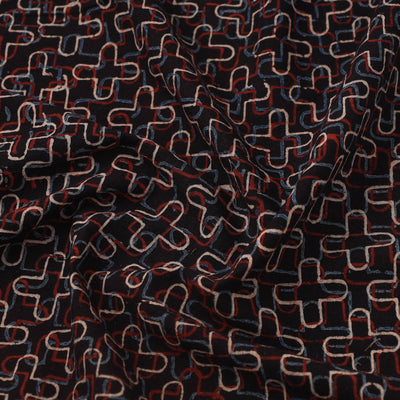 Black - Block Print Cotton Natural Dyed Ajrakh Fabric 21