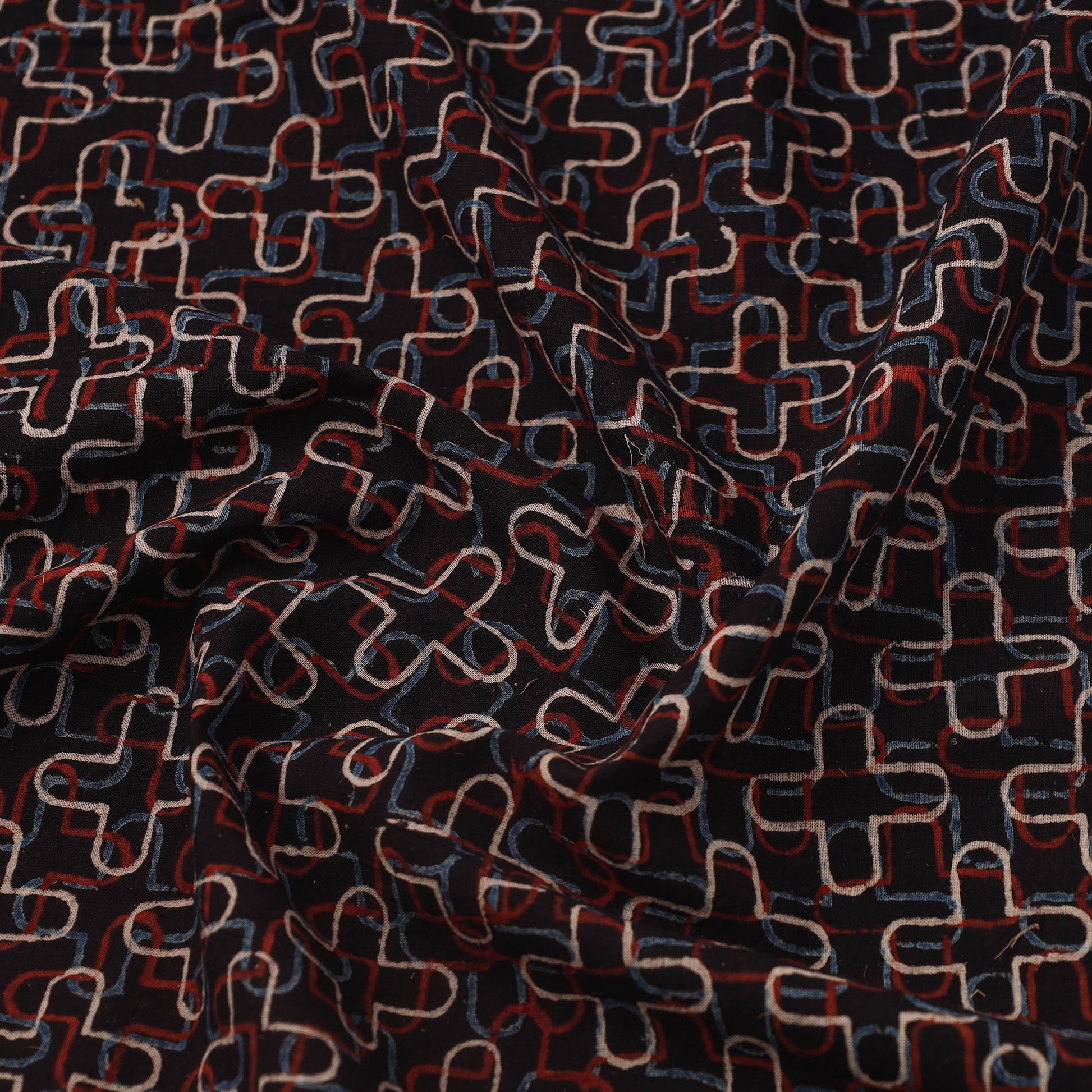 Black - Block Print Cotton Natural Dyed Ajrakh Fabric 21